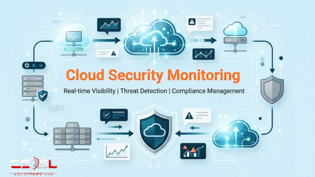 Cloud security monitoring dashboard showing SIEM alerts and response metrics