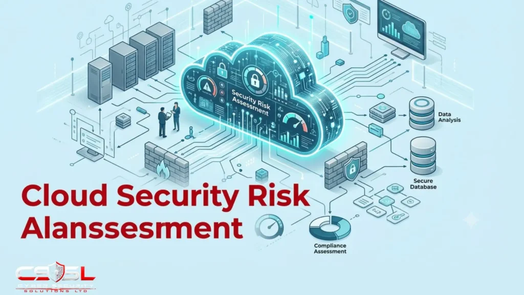 Cloud security risk assessment matrix showing likelihood and impact scoring