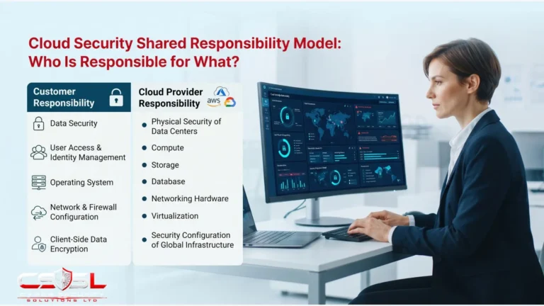 Cloud security shared responsibility model diagram showing provider versus customer duties