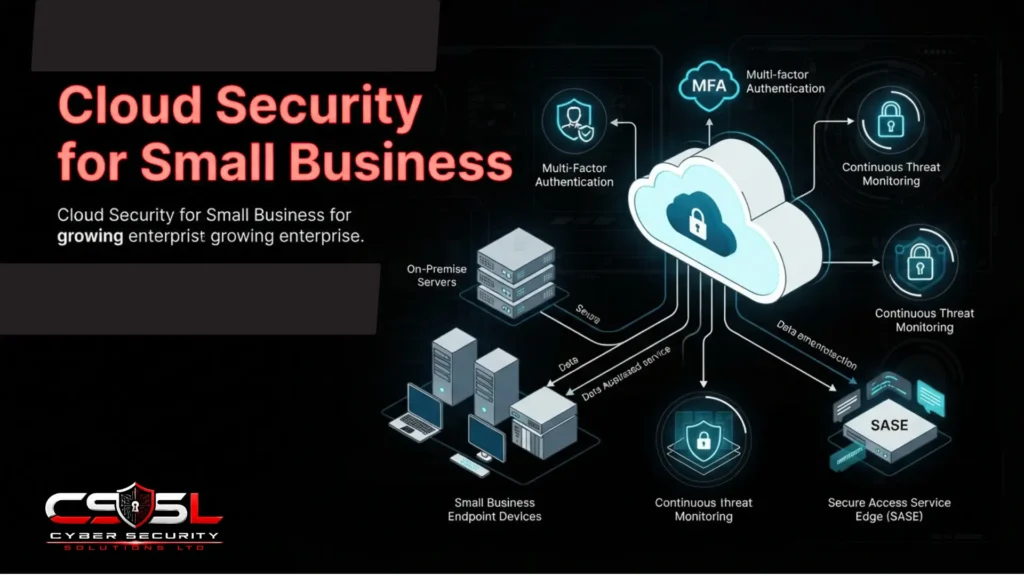 Cloud security for small business checklist showing MFA admin review and free Microsoft 365 Google Workspace controls