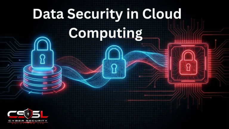 Cloud data security diagram showing encryption at rest in transit and in use