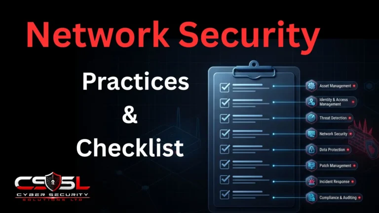 Network security best practices checklist covering all eight categories
