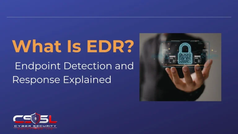 Diagram showing how EDR endpoint detection and response monitors, detects, and responds to threats on a laptop endpoint