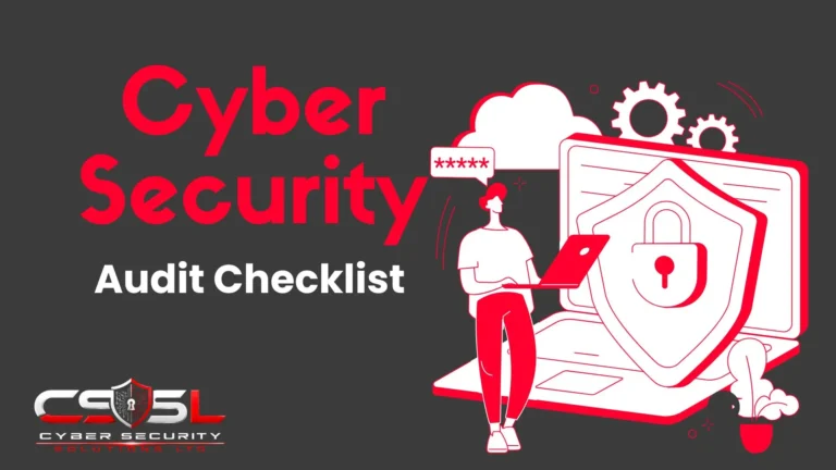 cyber security audit checklist showing NIST CSF 2.0 six function framework and scoring methodology