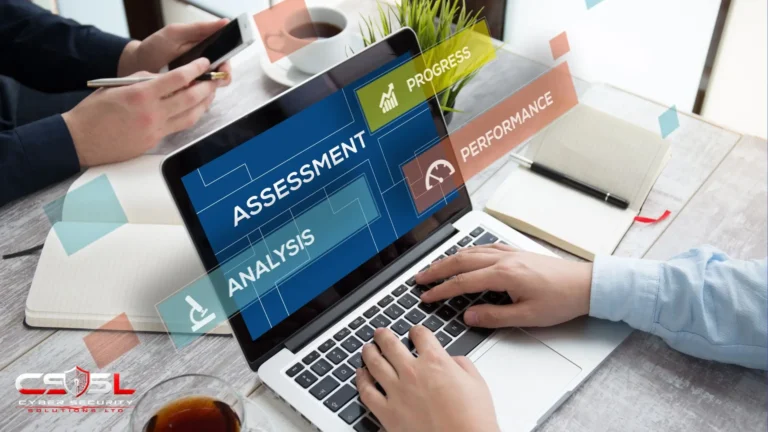 cyber security vulnerability assessment diagram showing CVSS scoring and five step methodology process