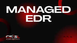 Diagram showing managed EDR combining automated endpoint detection with 24/7 human security analyst oversight