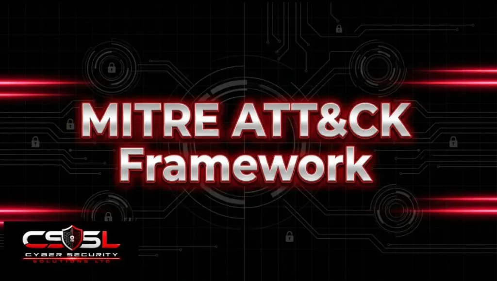 MITRE ATT&CK framework diagram showing tactics techniques and threat modeling matrix structure