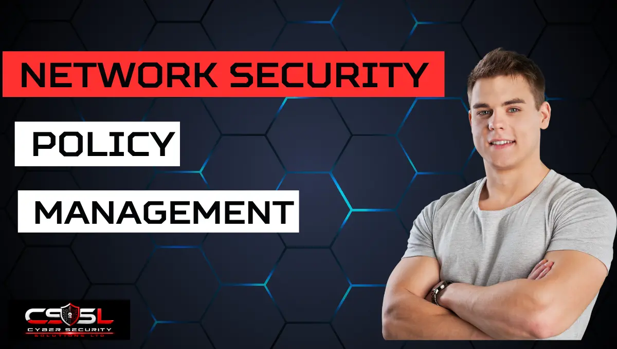 Template diagram showing network security policy structure and governance sections