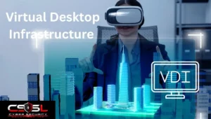 VDI (Virtual Desktop Infrastructure) cyber security diagram showing virtual desktop infrastructure protection and EDR deployment