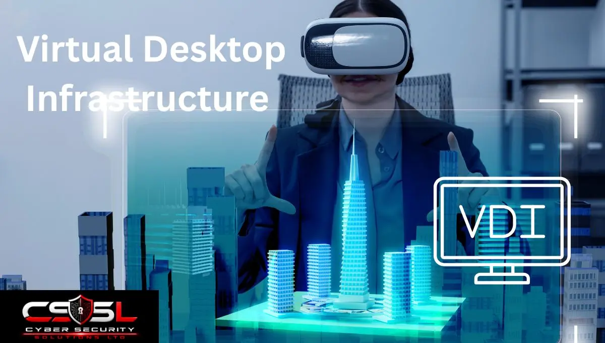 VDI (Virtual Desktop Infrastructure) cyber security diagram showing virtual desktop infrastructure protection and EDR deployment