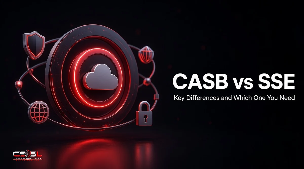 CASB vs SSE architecture diagram comparing a standalone CASB securing SaaS apps with an SSE platform that combines CASB, SWG, ZTNA and FWaaS for remote users