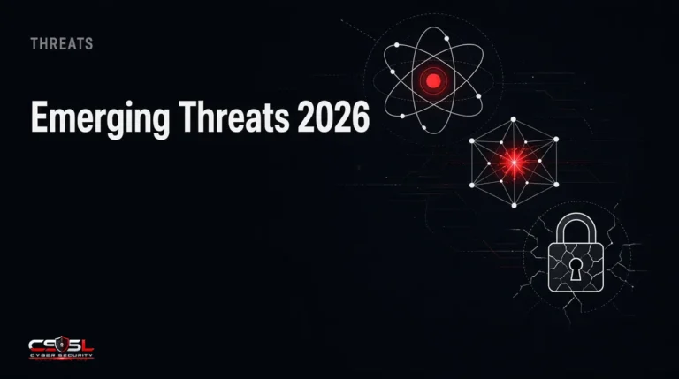 emerging threats in cyber security 2026 diagram showing quantum computing and generative AI risks