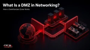 DMZ in networking diagram showing a dual-firewall demilitarized zone with web, email and DNS servers isolated between the internet and the internal LAN