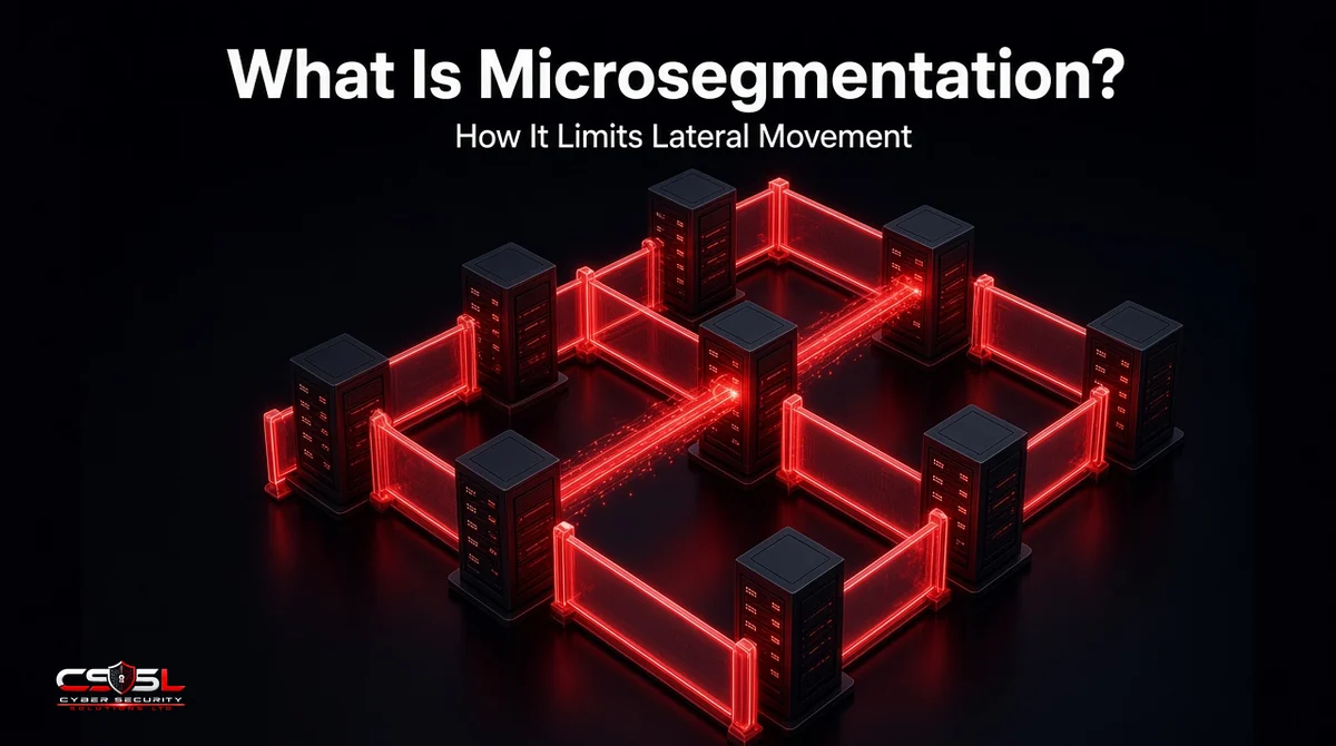 What is microsegmentation diagram showing servers, cloud workloads and databases each isolated in their own secure segment so an attacker on one compromised workload is blocked from moving laterally to the others