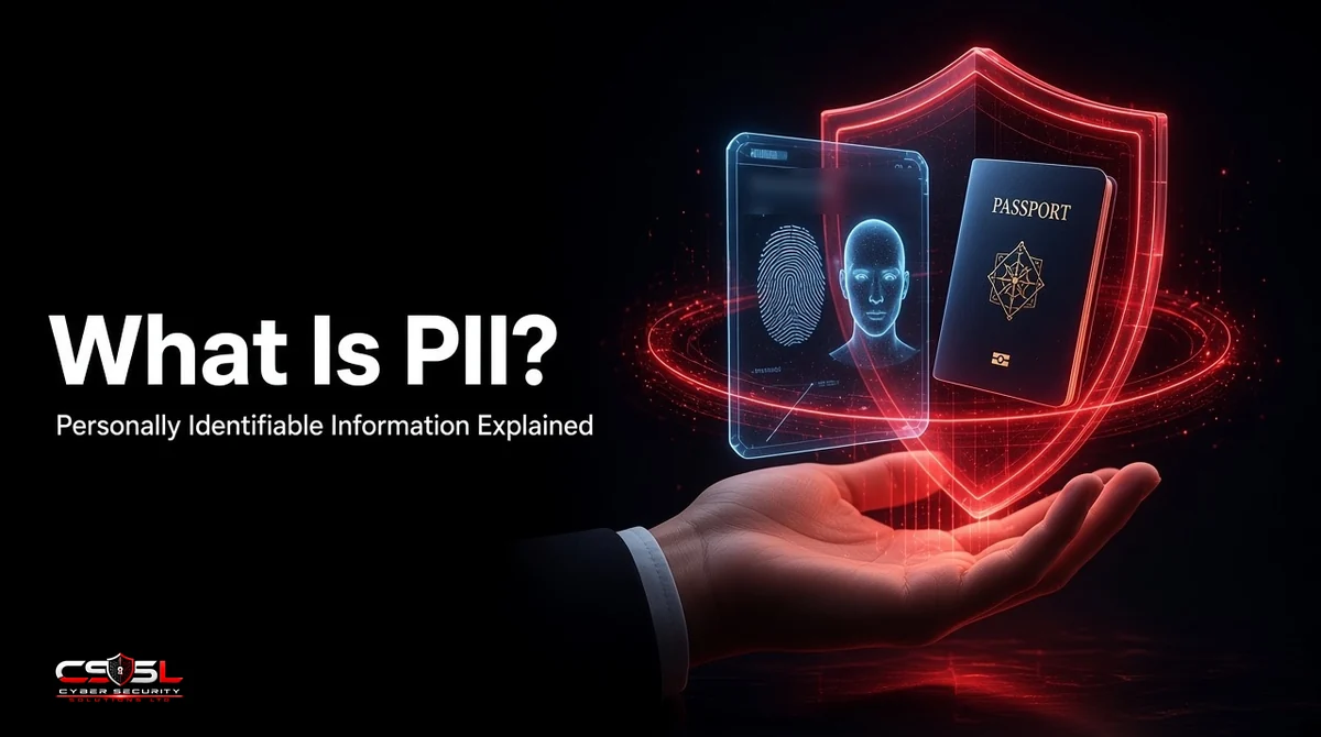 What is PII infographic sorting personally identifiable information into sensitive PII such as Social Security numbers, passports and biometrics and non-sensitive PII such as names, work emails and ZIP codes, with a lock showing how businesses protect it